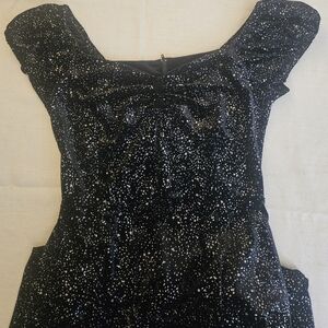 Collectif Dolores Doll Black Glitter Vintage Retro Swing Dress US 10